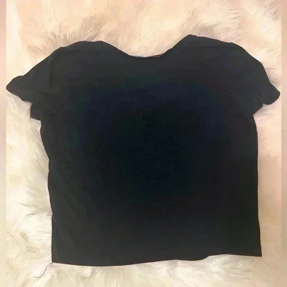 Black Crop V Neck Tee- Wild Fable - Picture 2 of 2